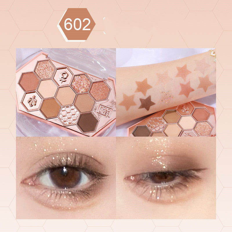 Palette de fards à paupières diamant nid d'abeille Thé au miel Orange Marron Mat Scintillant Pailleté Couleur quotidienne