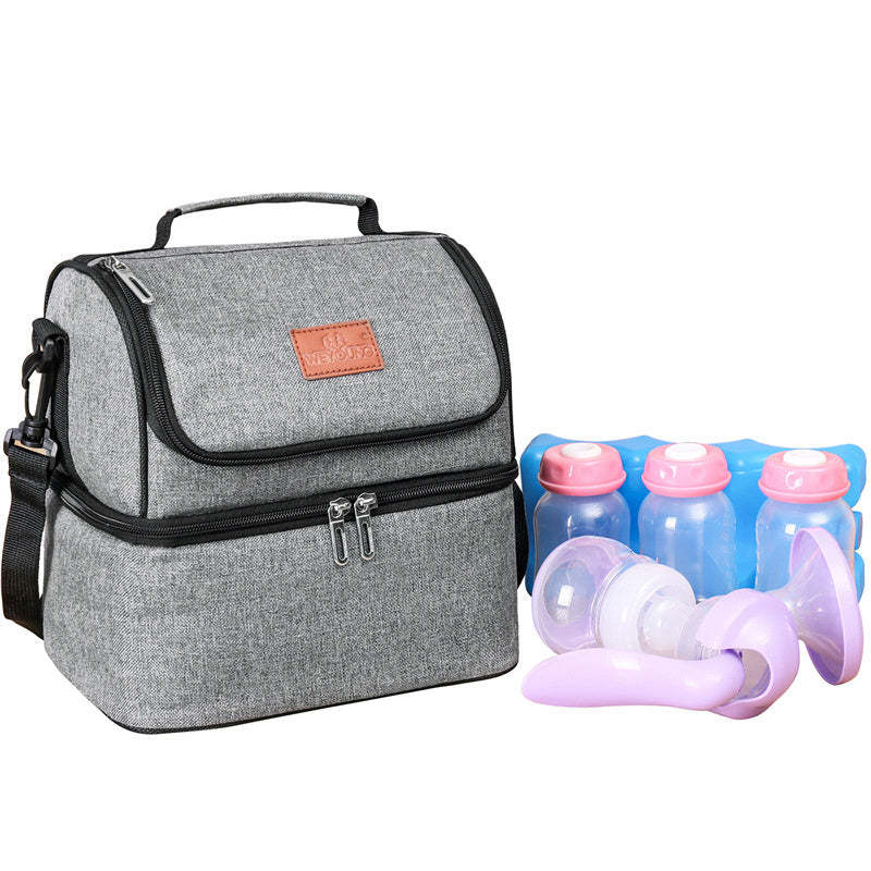Double Layer Ice Pack Insulated Bag Oxford Cloth Waterproof Aluminum Foil Lunch Bag Double Layer Lunch Bag Breast Milk Storage Bag