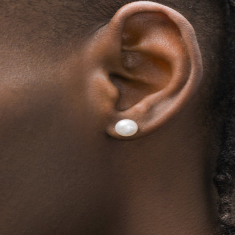 Sterling Silver Natural Pearl Earrings For Men And Women