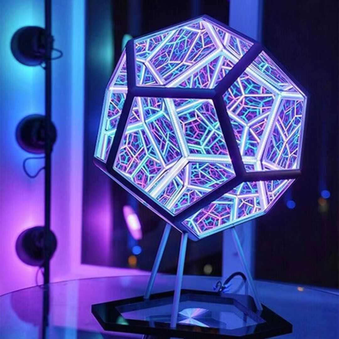 Lampe de nuit créative, cool et illimitée en forme de dodécaèdre, petite, couleur