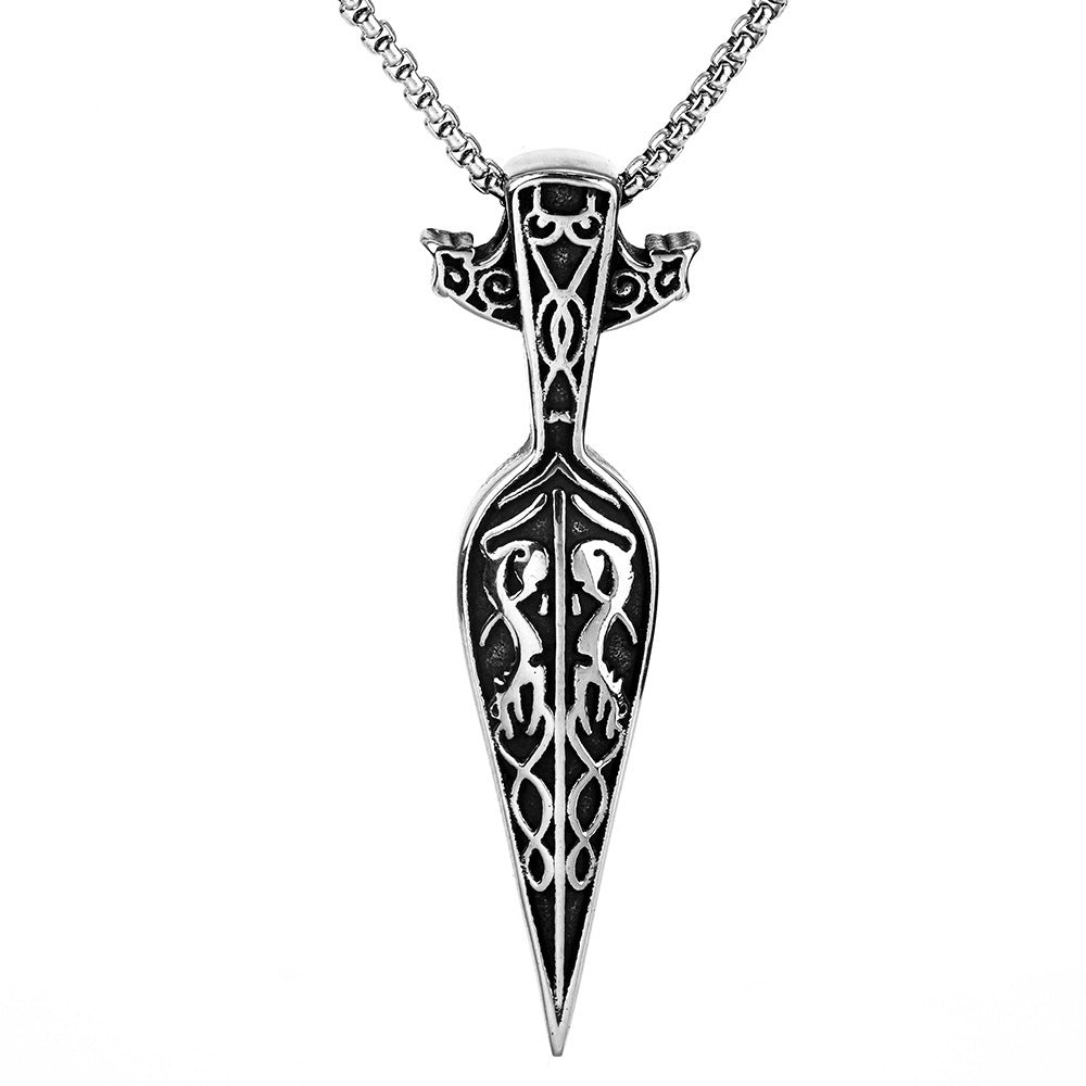 Hip Hop Necklace Vintage Viking Weapon Titanium Steel Men