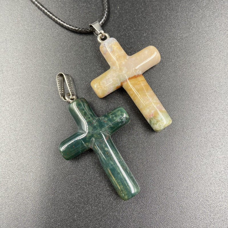Natural Stone Powder Crystal Agate Semi-precious Stone Cross