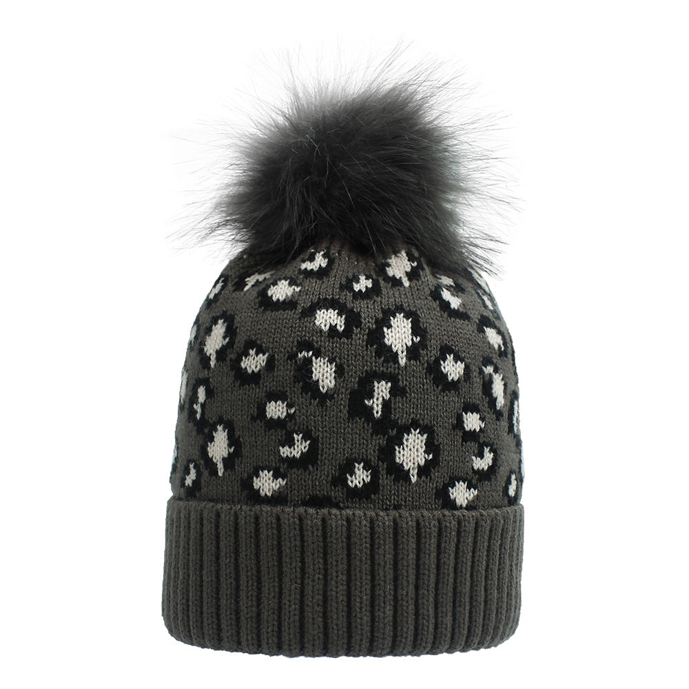 New Winter Knitted Hat Wholesale Korean Version Of Leopard Print Woolen Hat