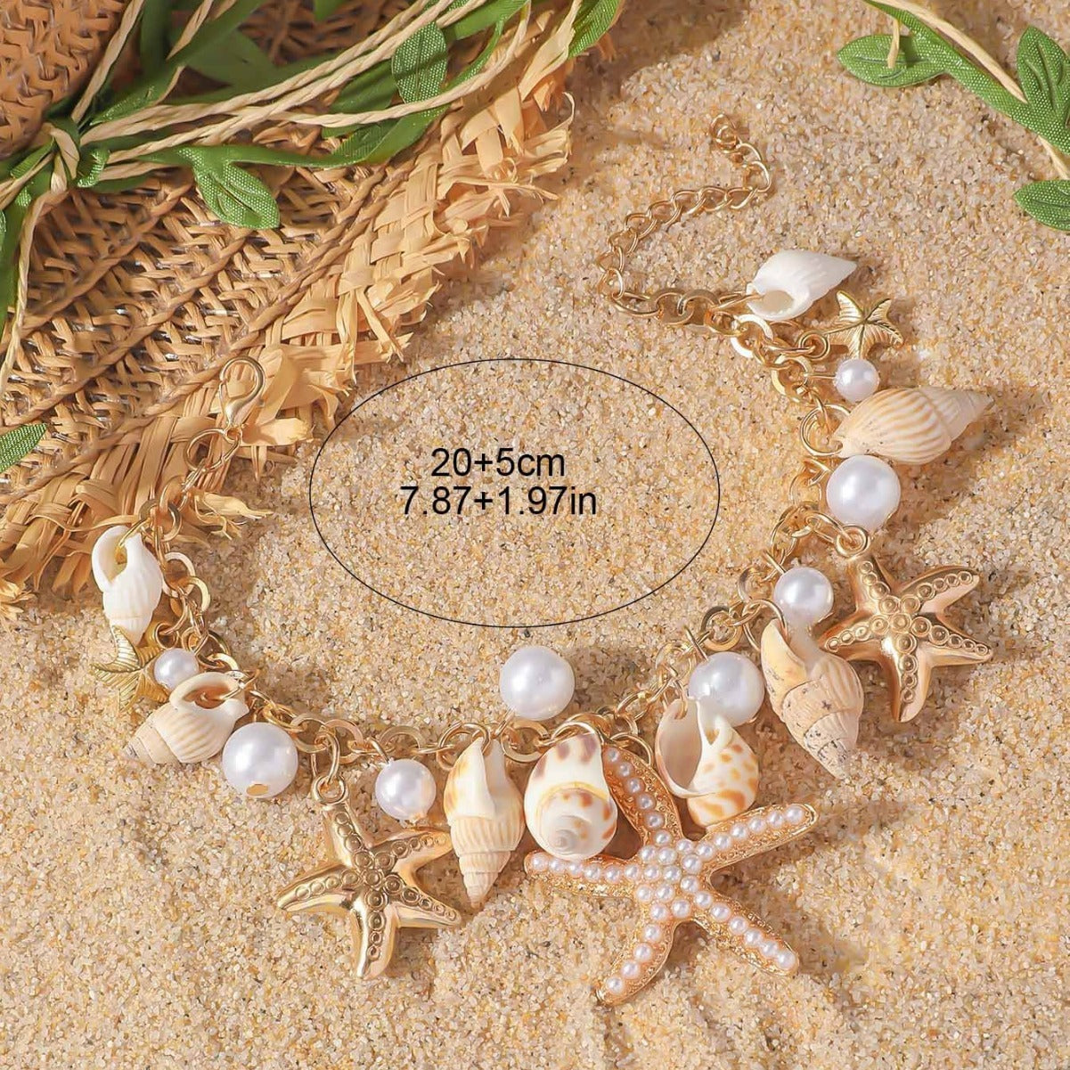 Cheville Coquillage Étoile de Mer Vacances Bohème Coquille Perle Bijoux de Pied