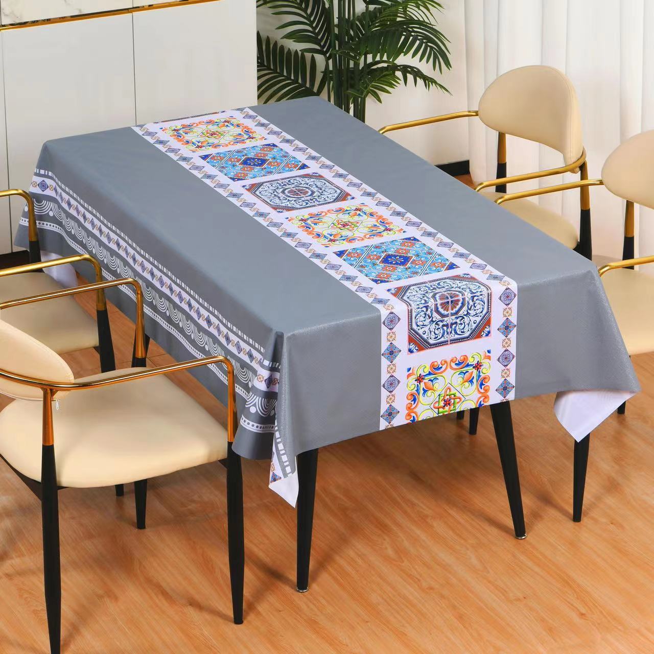 Non-slip Pvc Waterproof And Oil-proof Rectangular Coffee Table Tablecloth