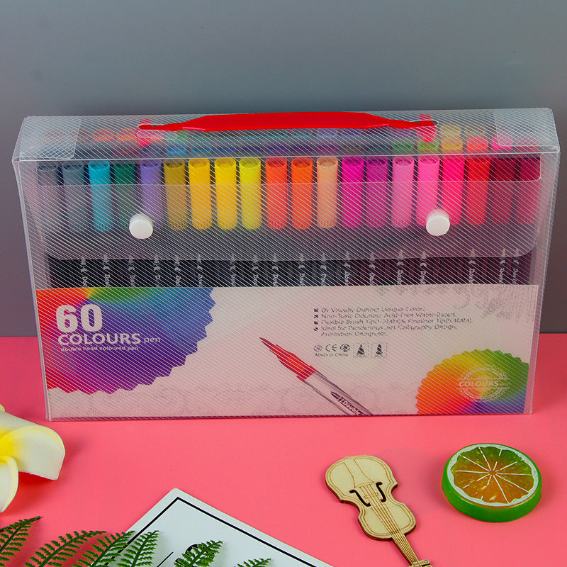 Water Based Double Head Washable Color Line Marker Creative Watercolor Pen Set