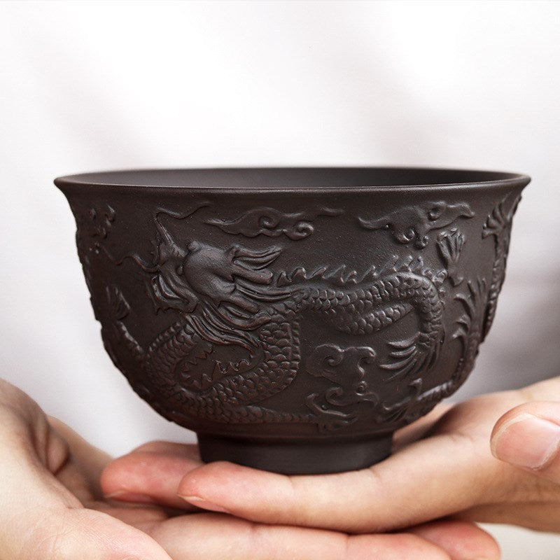 Purple sand embossed tea cup
