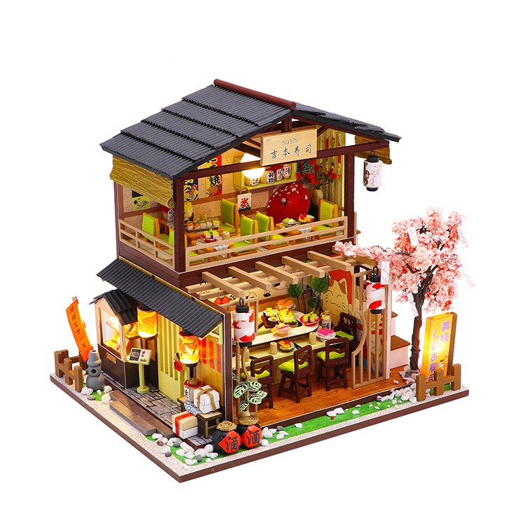 DIY Cottage Goods Reading Flowers Room Wooden Hand-assembled Architectural Model Ornaments