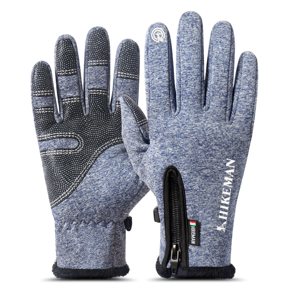 Cycling sports full finger zipper silicone gloves