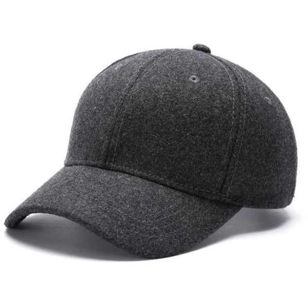 Solid color woolen baseball cap