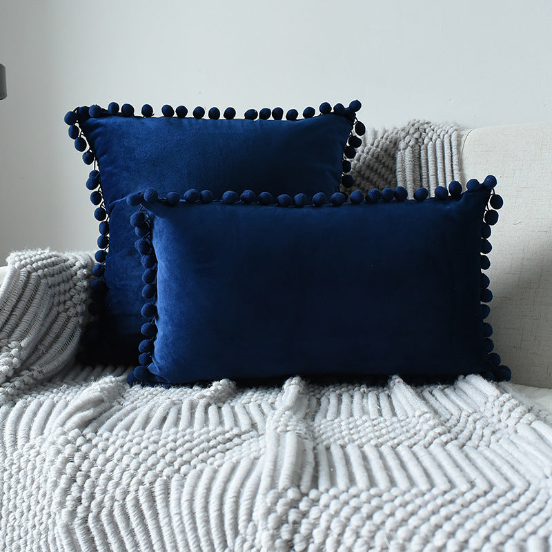 Fur ball velvet sofa cushion pillowcase