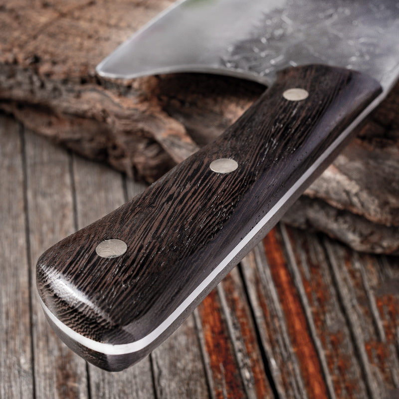Chef knife with wooden handle