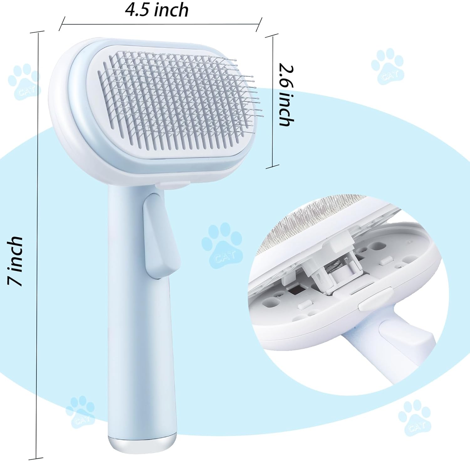 Brosse pour chat et chien 5 en 1 Kit de toilettage pour animaux de compagnie Brosse autonettoyante pour démêler les poils et enlever le sous-poil Peigne autonettoyant pour chats d'intérieur Brosses à poils d'animaux domestiques Ensemble multifonctionnel