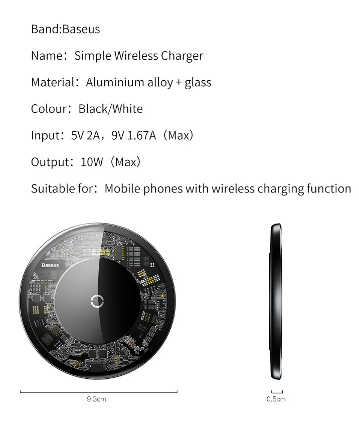 Minimal Wireless Charger Ultra-thin Portable Glass Transparent Mobile Phone Fast Charging Wireless