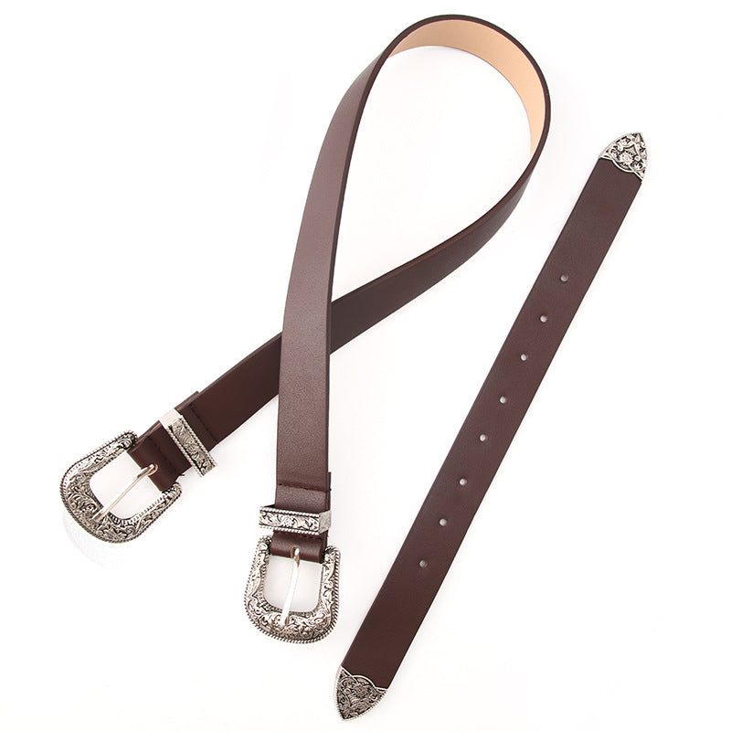 Double head carved ladies belt
