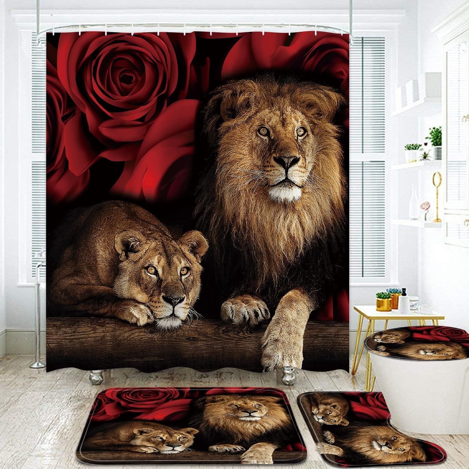Shower Curtain Four-piece Waterproof Household
