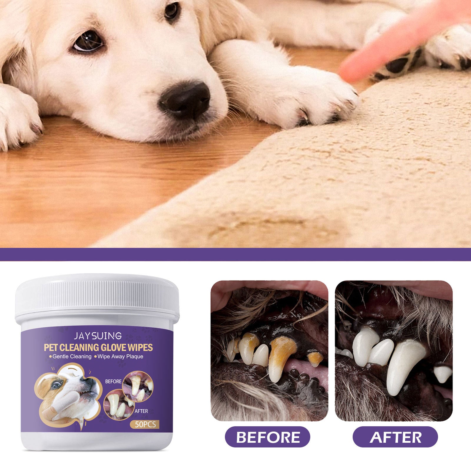Pet Cleaning Gloves Wet Wipes Pet Gum Care Gentle Cleaning Teeth Remove Tartar Odor
