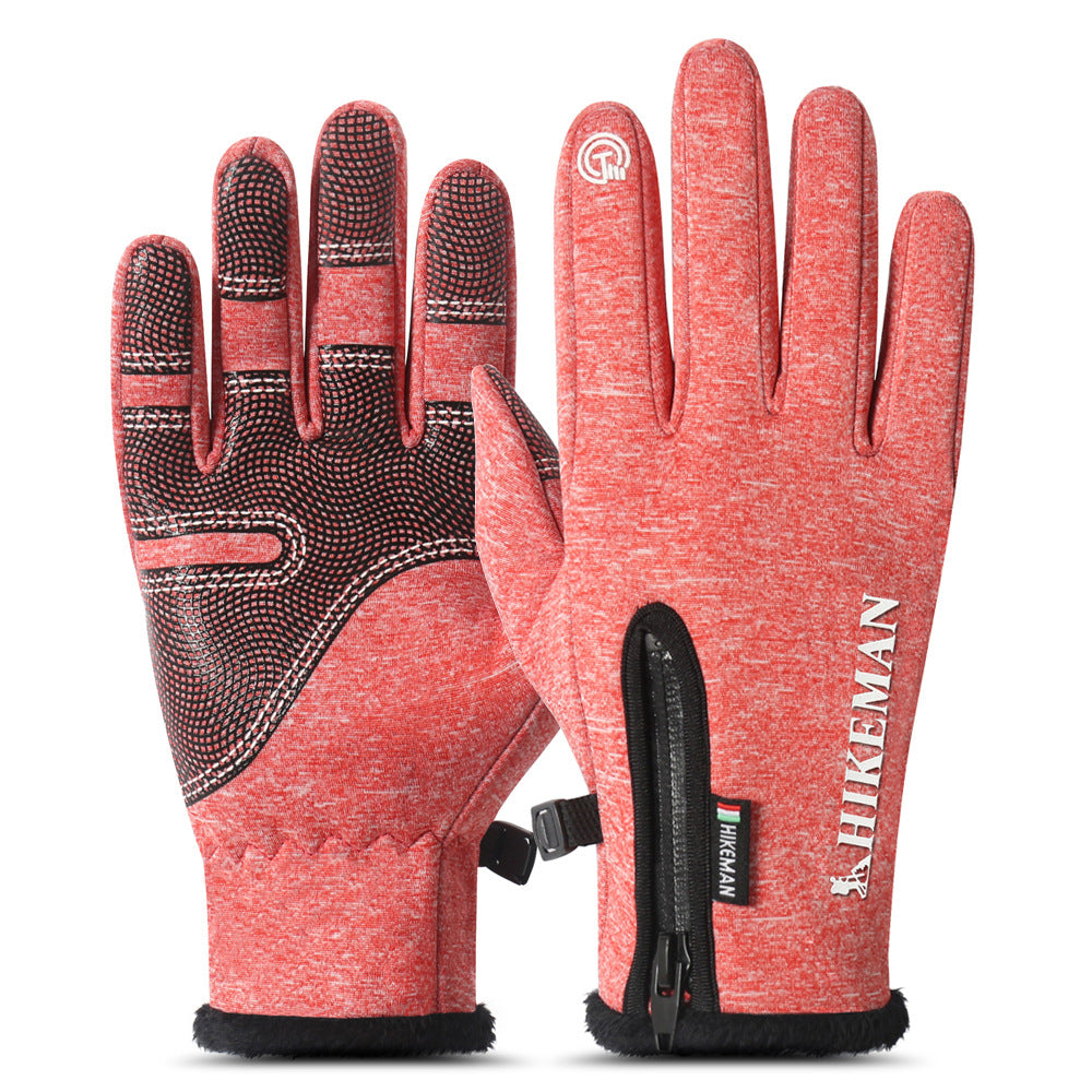 Cycling sports full finger zipper silicone gloves