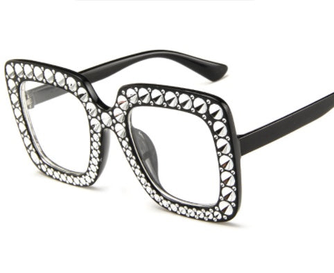 Lunettes de soleil carrées à diamants
