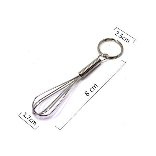 Full size mini keychain manual whisk gold silver