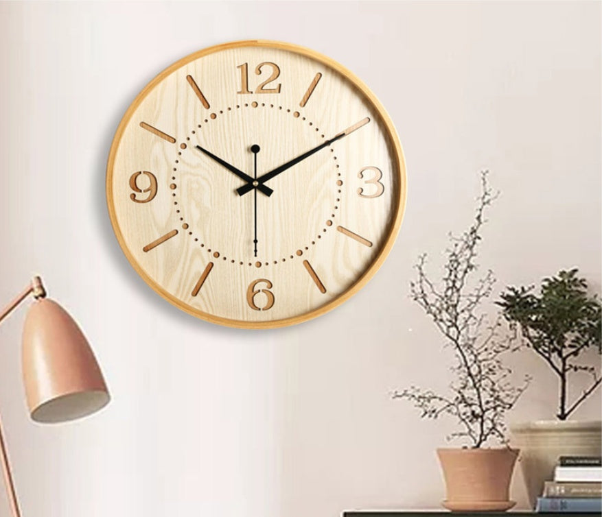 Modern minimalist solid wood wall clock