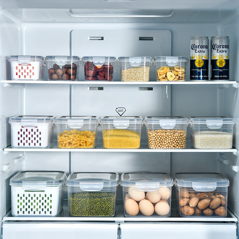 Household Double Layer Refrigerator Storage Box With Lid