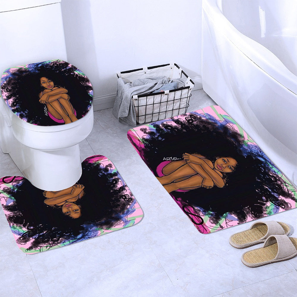 Printed Waterproof Polyester Bathroom Shower Curtain Set