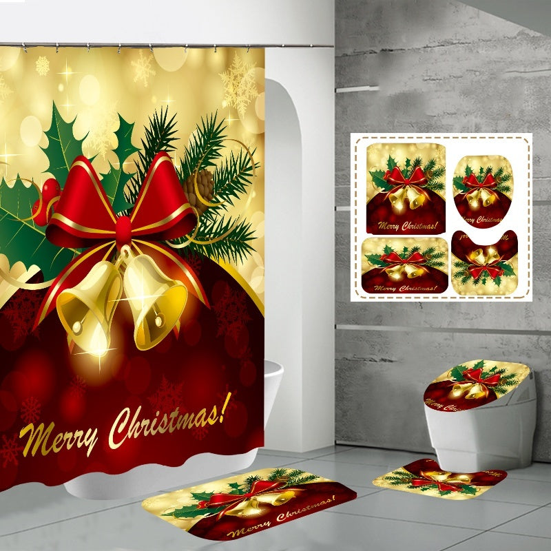 Printed Waterproof Polyester Bathroom Jingling Bell Partition Shower Curtain