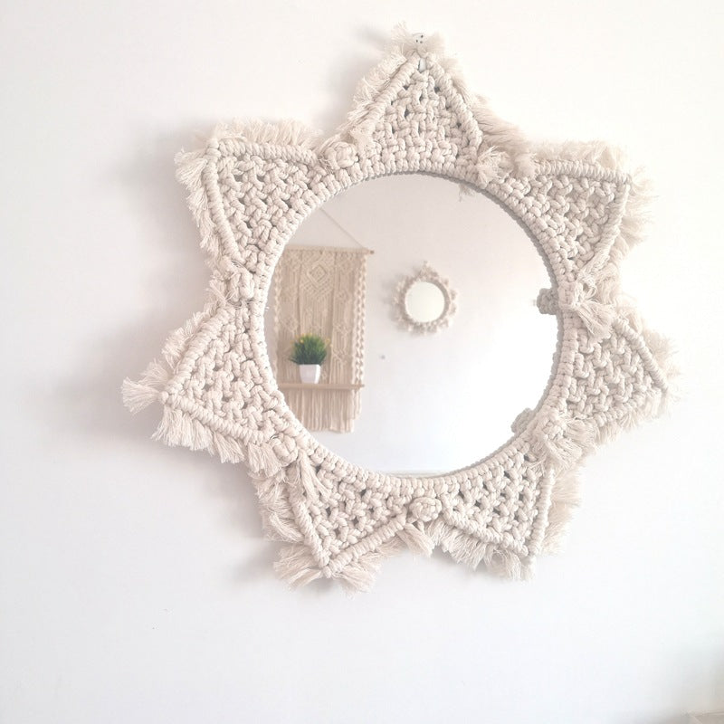 Hand-tapestered makeup mirror