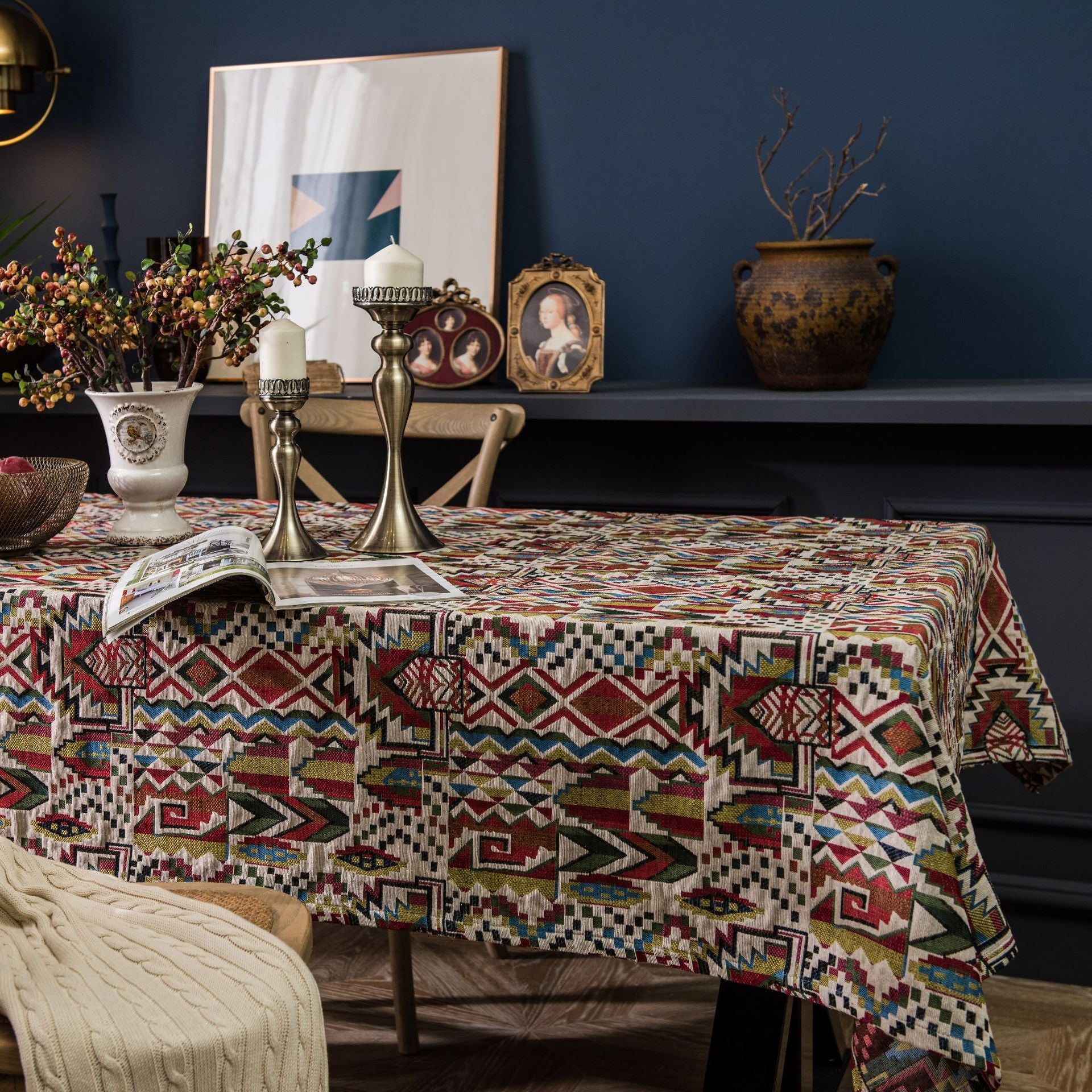 Colorful jacquard table cloth