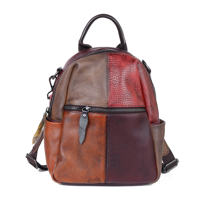 The First Layer Of Cowhide Backpack Hand Rub Color Bag Outdoor Leather Backpack