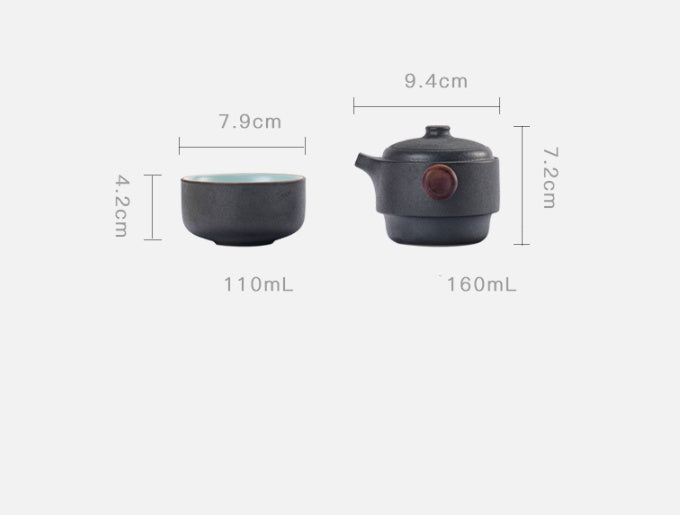 Black Pottery Quick Cup Single Travelling Tea Set