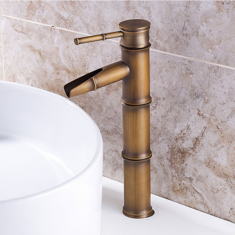 Retro bamboo hot and cold wash basin faucet