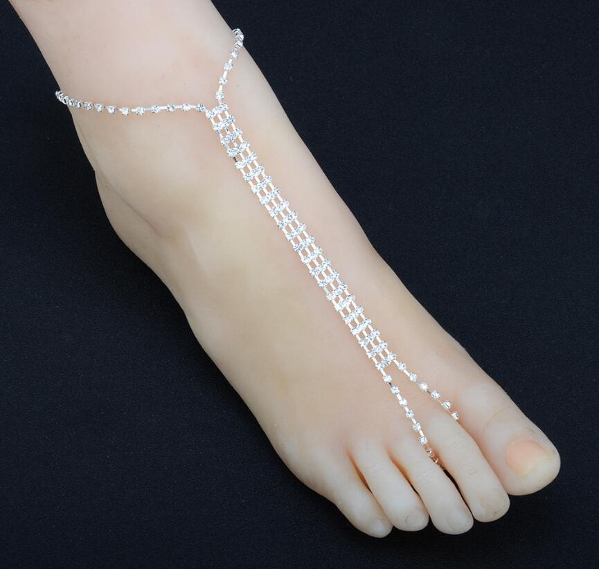 Cheville sexy pour femme, bracelet de cheville d'été avec strass, sandales de plage, chaîne de jambe, chaîne de cheville bohème en cristal