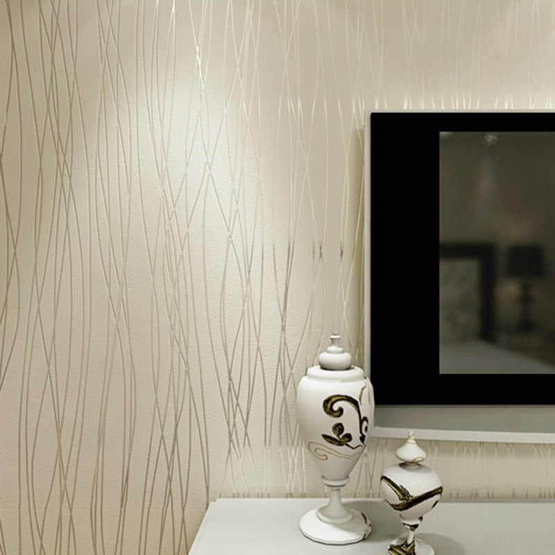 Plain striped non-woven wallpaper