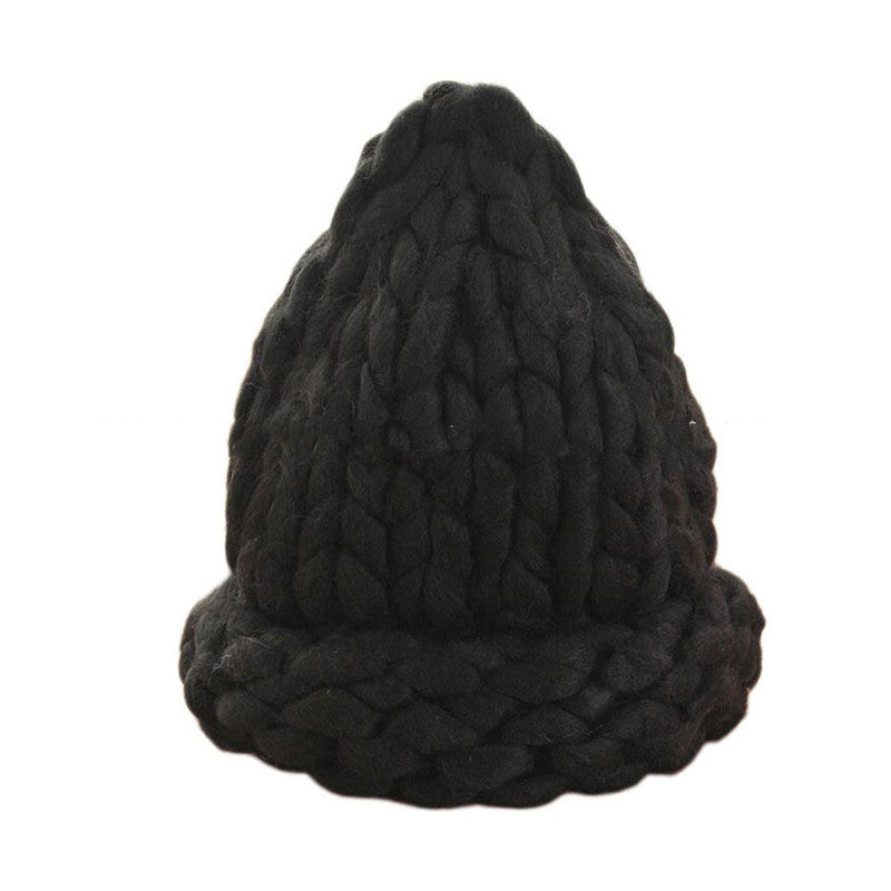 Solid Color Hemming Twist knit Pullover Hat Basin Hat