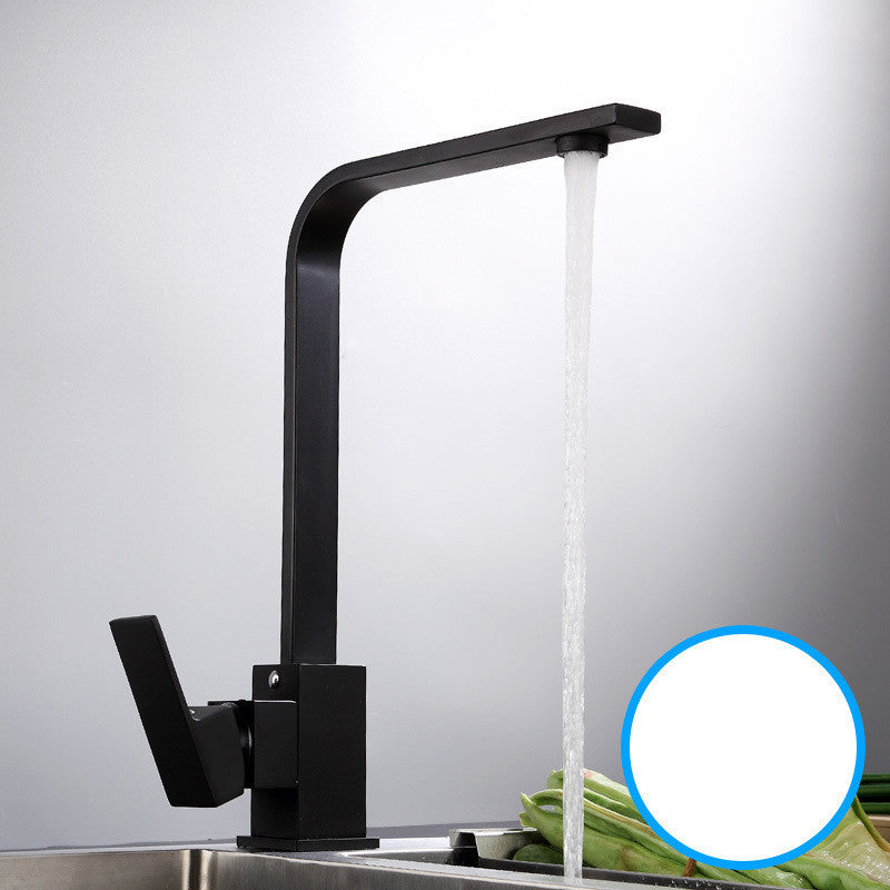 Black paint seven-character square kitchen faucet