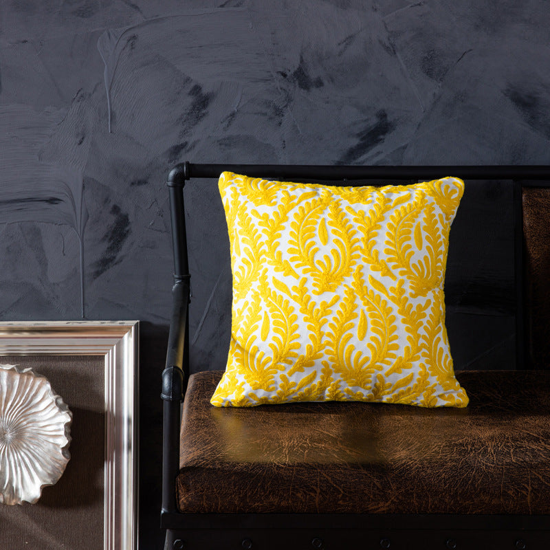 Cotton embroidered pillow with core sofa cushion chair backrest