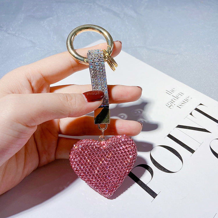 Full diamond peach heart keychain