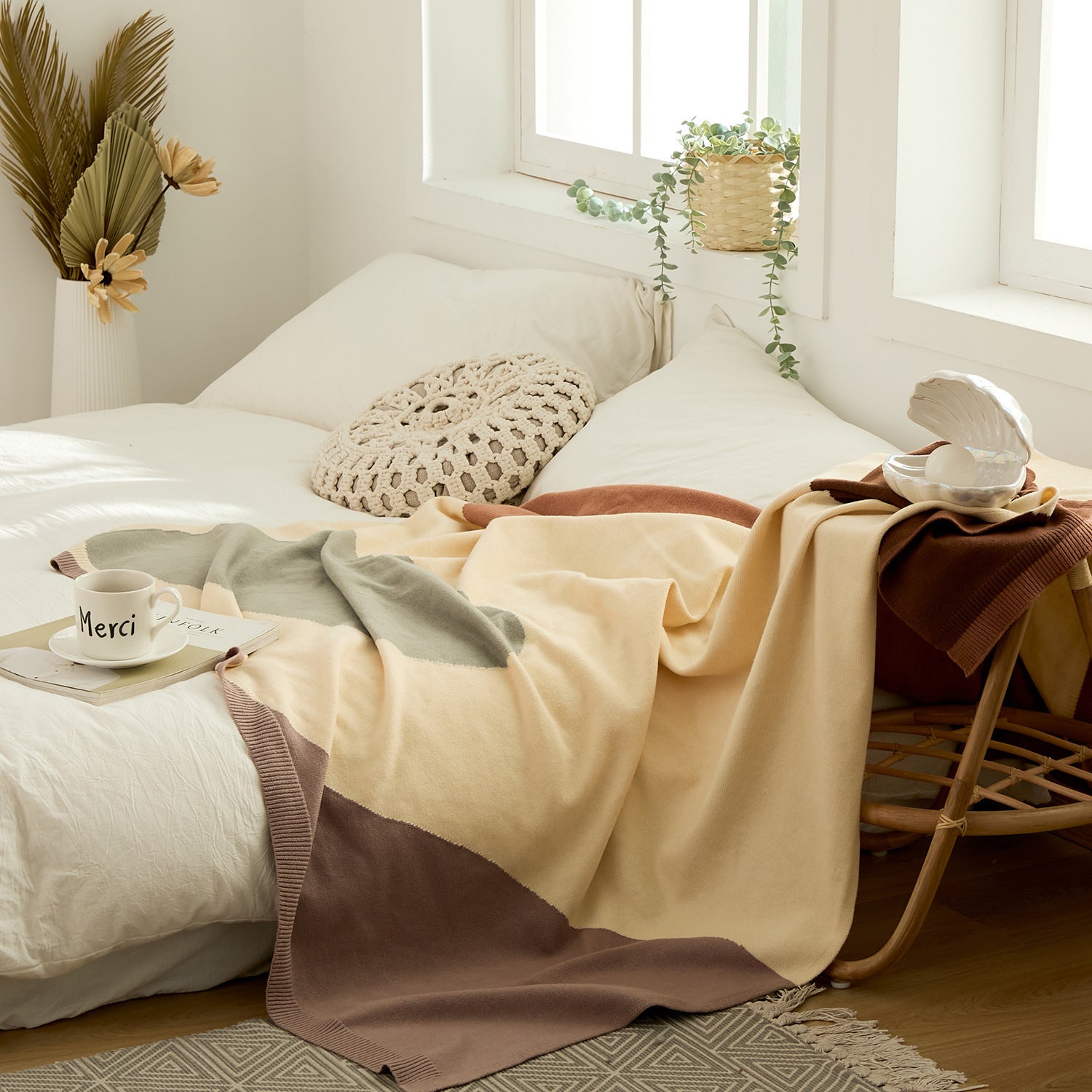 Couverture chaude Couverture de lit simple Couverture tricotée Couverture de couette