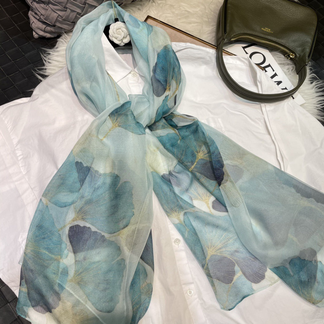 Mulberry Silk Chiffon With Digital Printlightweight Airy And Flowy Summer Sheer Scarf