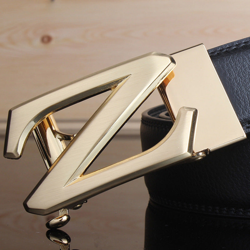 Men's belt leather automatic buckle Leopard pure leather belt