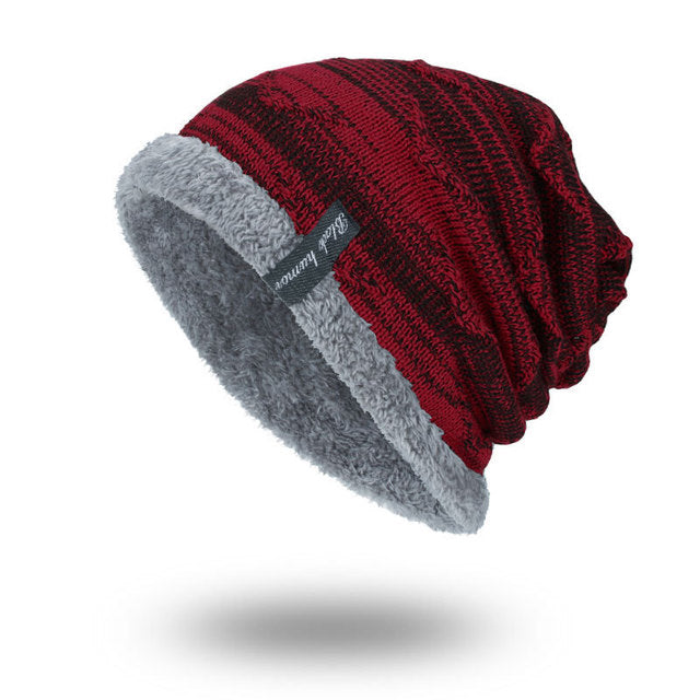 Knitted woolen cap to keep warm in winter