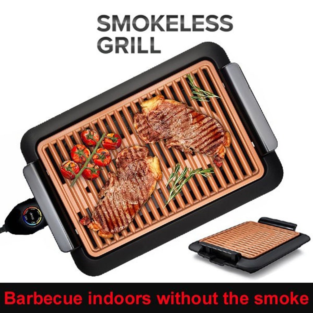Plaque de barbecue électrothermique antiadhésive durable Barbecue rapide Grill sans fumée avec température