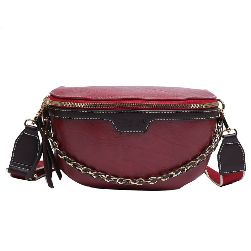 Casual Chest Color Textured One-shoulder Messenger Bag