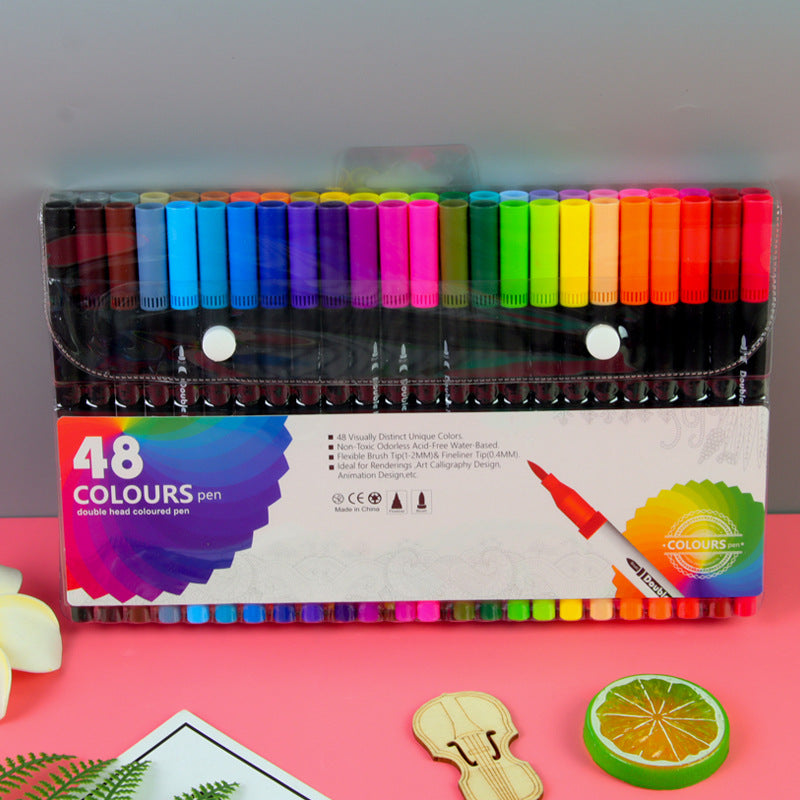 Water Based Double Head Washable Color Line Marker Creative Watercolor Pen Set