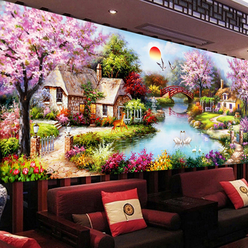 Diamond Painting Oil Painting Cottage With Diamond Cross Stitch