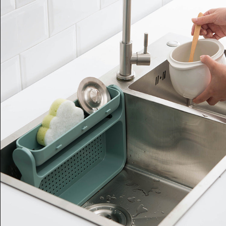 Kitchen Punch-free Drain Rack Vegetables Fruits Cleaning Drain Basket Folding Rack Home Storage Rack Kitchen Storage Shelf