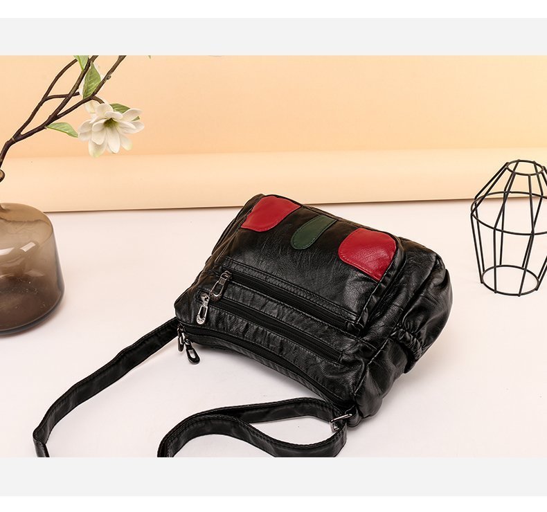 Washed leather shoulder bag