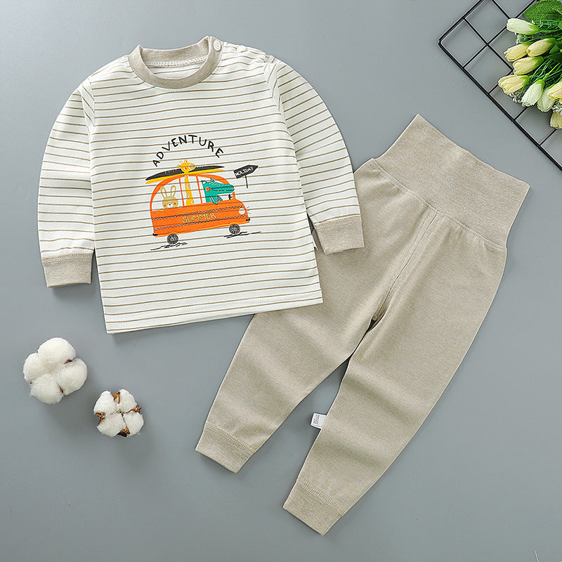 Autumn and winter children's cotton high-waist belly-protecting autumn clothes long trousers